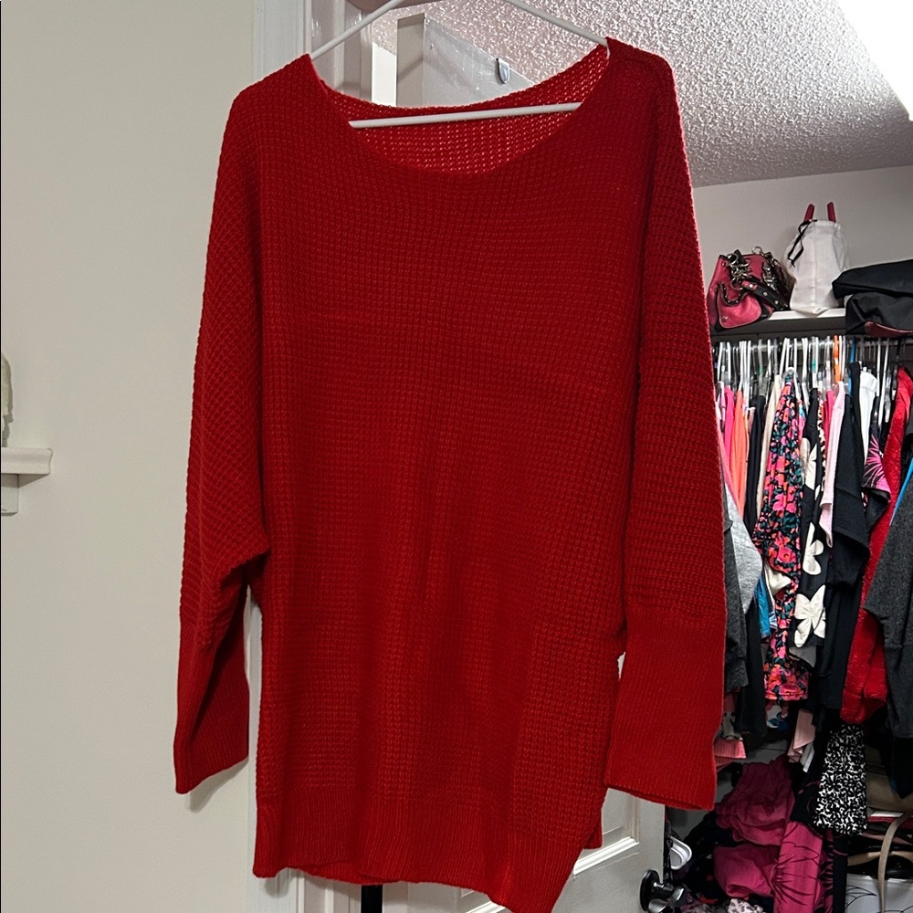 Elegant Red Crew Neck Sweater - NWOT!